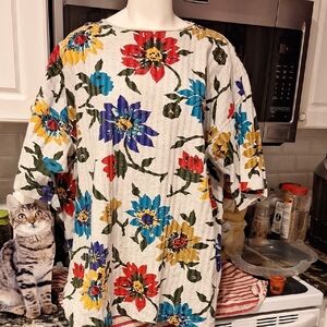 o Womens Jacque & Koko Floral Short Sleeve Stretch Plus Size Top 26/28